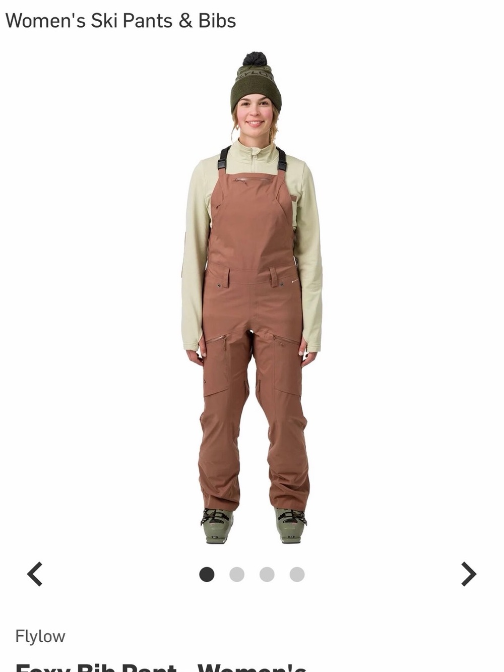 Flylow Women's Bib Ski Pants in Rust Brown